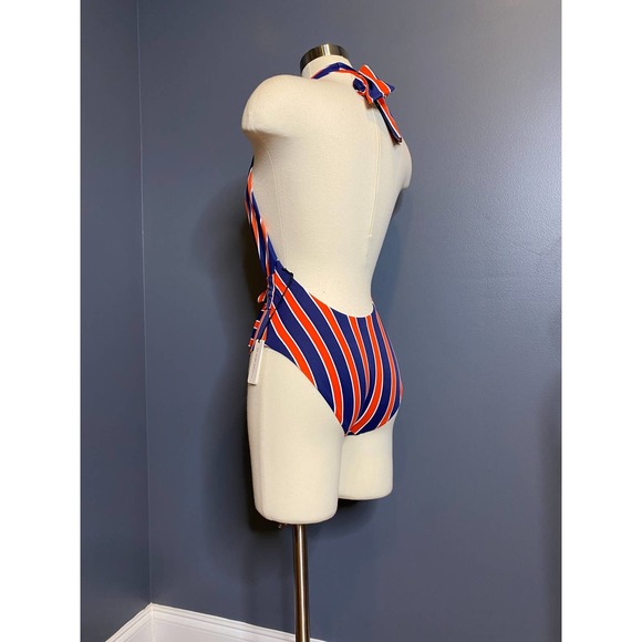 We Wore What x Onia red and blue striped Brooklyn one piece swimsuit, NWT Size M - Picture 5 of 7